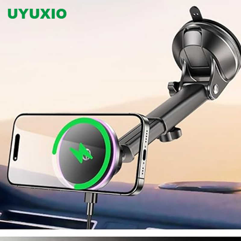 Wireless Car Charger Mount Fast Charging - UYUXIO 15W charge rapide magnétique sans