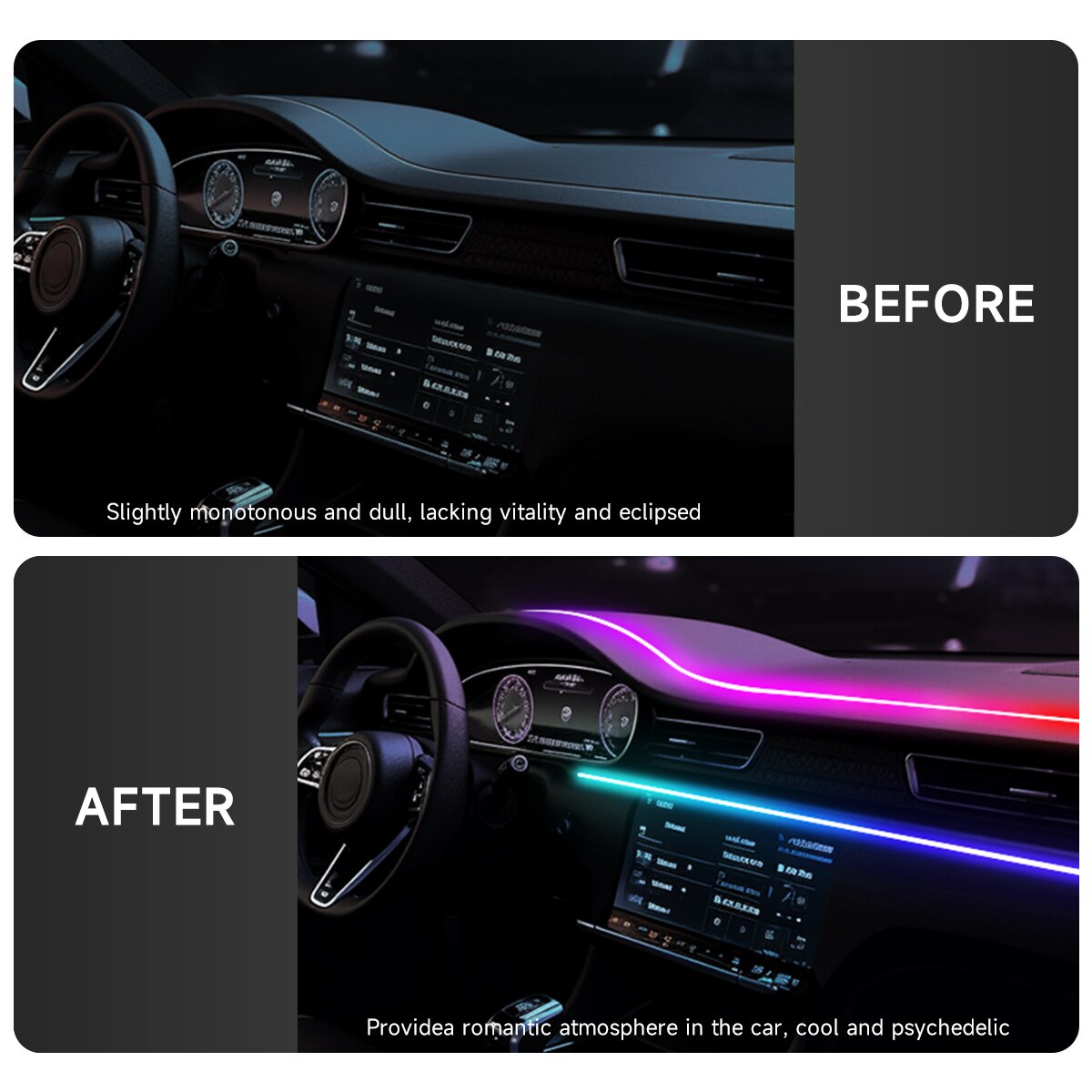 Lumière ambiante LED pour voit - Led Ambient Interior Car Lights App Control avis et prix